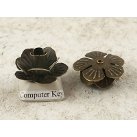 Antique bronze Stamping Flower Bead, 23mm