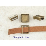 15mm Square setting bezel, 2 back loops, ant bronze
