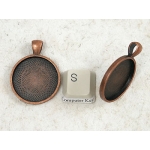 25mm Round heavy pendant setting bezel frame, ant copper