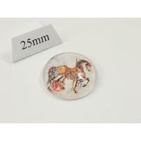 Ready Made Cabochon, 25mm Glass, merry-go-round horse