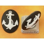 25x18mm Black with White Anchor cameo