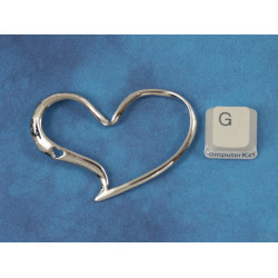 Large Open Heart pendant, NF bright nickel colour