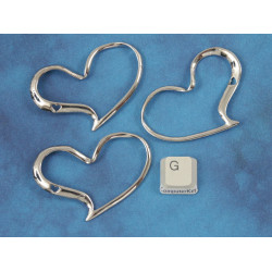 Large Open Heart pendant, NF bright nickel colour