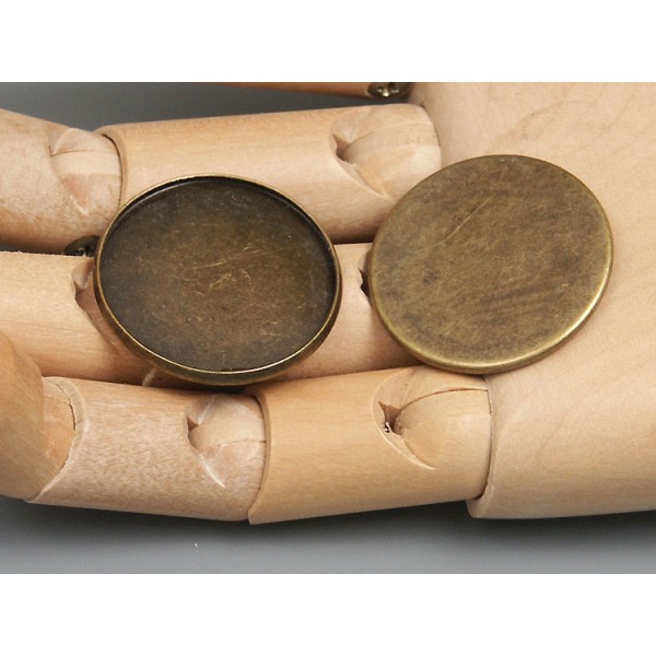 25mm Bezel setting, plain round tray, NF ant bronze