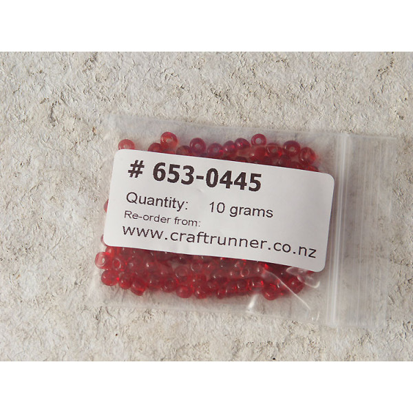 Seed Beads, Glass, 4mm, translucent crimson, 10g bag