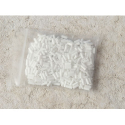 Bugle Beads, Glass, approx 4x2mm, opaque white, 10g bag