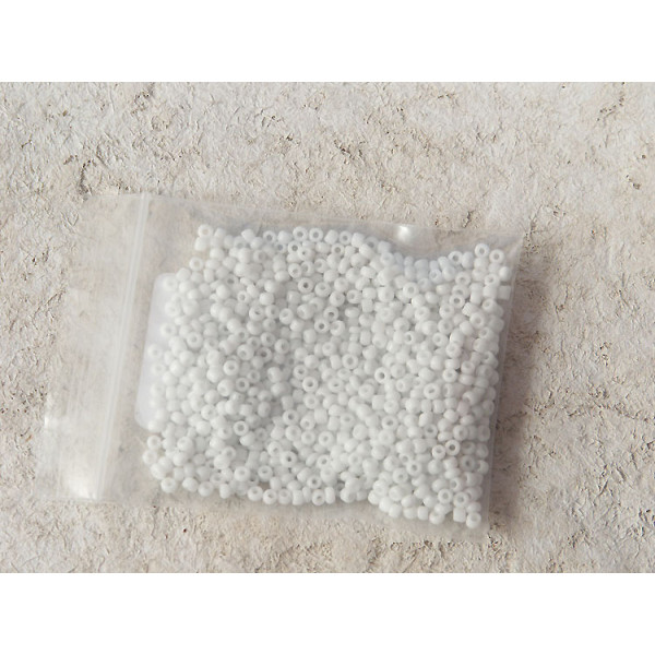 Seed Beads, Glass, 2mm, opaque white, 10g bag