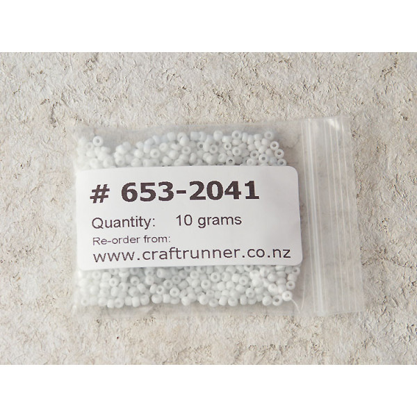 Seed Beads, Glass, 2mm, opaque white, 10g bag