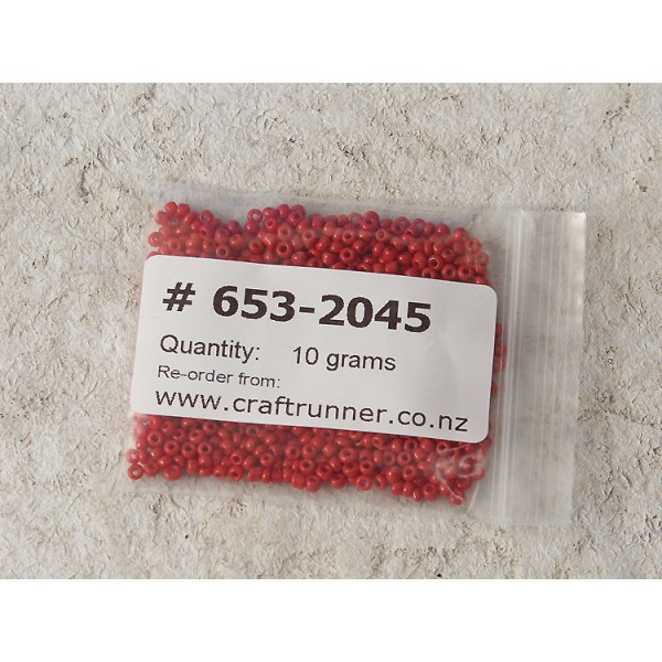 Seed Beads, Glass, 2mm, opaque indian red, 10g bag