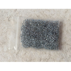 Seed Beads, Glass, 2mm, black lined, grey, 10g bag
