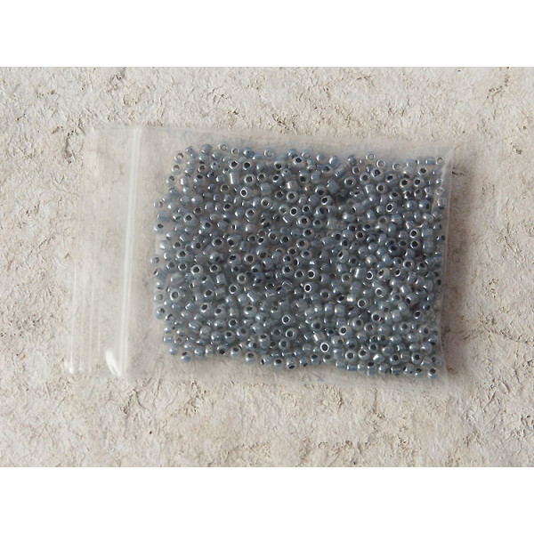 Seed Beads, Glass, 2mm, black lined, grey, 10g bag
