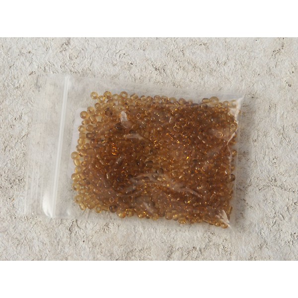 Seed Beads, Glass, 2mm, transparent golden amber, 10g bag