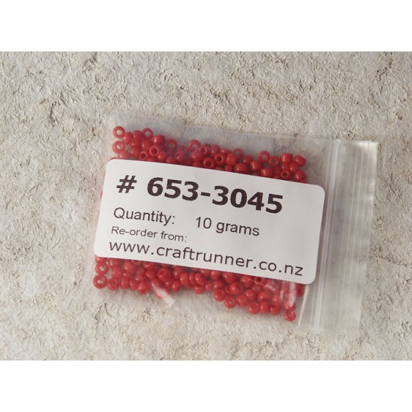 Seed Beads, Glass, 3mm, 8/0, opaque indian red, 10g bag