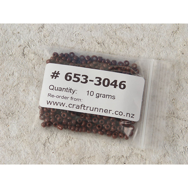 Seed Beads, Glass, 3mm, 8/0, opaque coconut brown, 10g bag