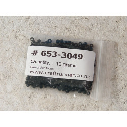 Seed Beads, Glass, 3mm, 8/0, opaque black, 10g bag