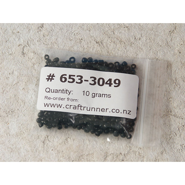 Seed Beads, Glass, 3mm, 8/0, opaque black, 10g bag