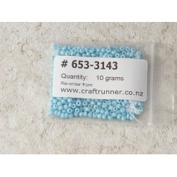 Seed Beads, Glass, 3mm, 8/0, opaque light blue, 10g bag
