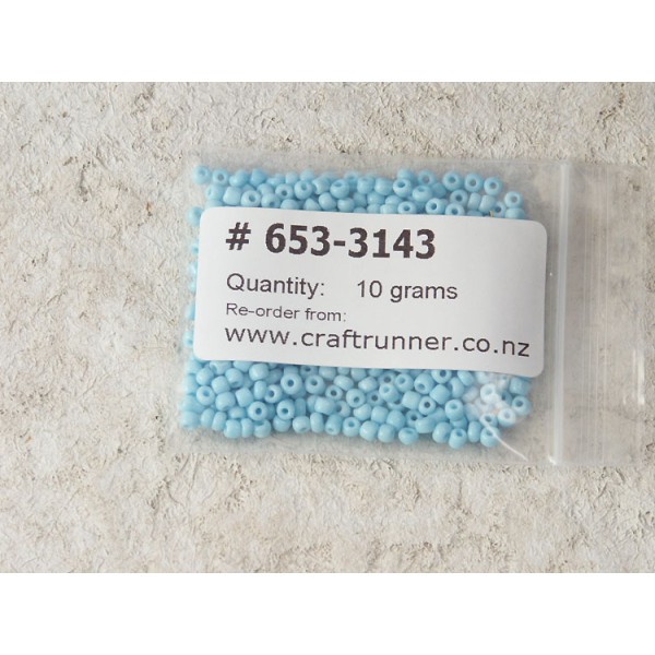 Seed Beads, Glass, 3mm, 8/0, opaque light blue, 10g bag
