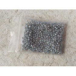 Seed Beads, Glass, 3mm, black lined, grey, 10g bag