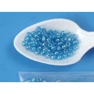 Seed Beads, Glass, 3mm, transparent rainbow blue, 10g bag