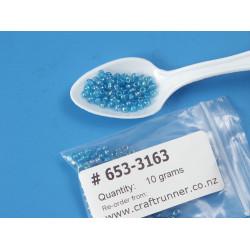 Seed Beads, Glass, 3mm, transparent rainbow blue, 10g bag