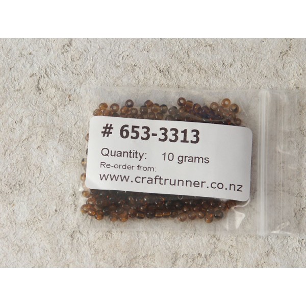 Seed Beads, Glass, 3mm, translucent dark amber, 10g bag