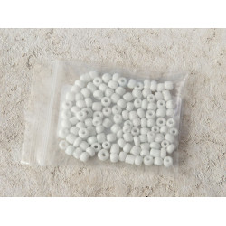 Seed Beads, Glass, 4mm, 6/0, opaque white, 10g bag