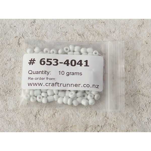 Seed Beads, Glass, 4mm, 6/0, opaque white, 10g bag