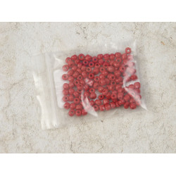 Seed Beads, Glass, 4mm, 6/0, opaque indian red, 10g bag