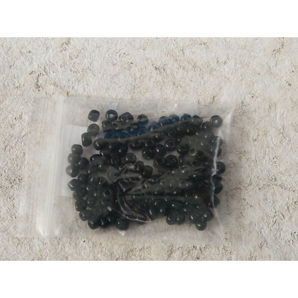 Seed Beads, Glass, 4mm, 6/0, opaque black, 10g bag