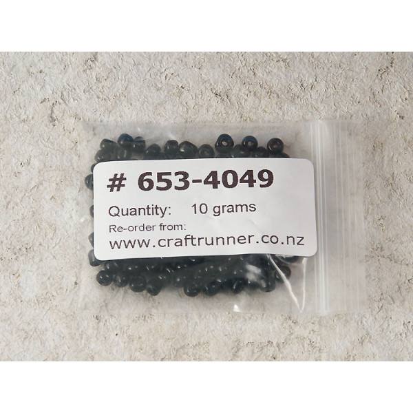 Seed Beads, Glass, 4mm, 6/0, opaque black, 10g bag