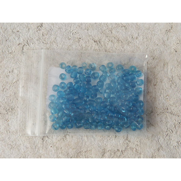 Seed Beads, Glass, 4mm, 6/0, transparent blue, 10g bag