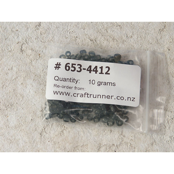 Seed Beads, Glass, 4mm, 6/0, transparent grey-black, 10g bag