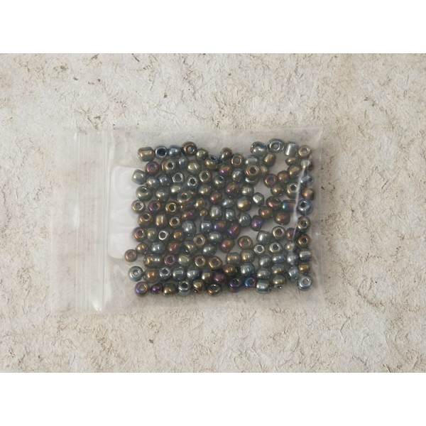Seed Beads, Glass, 4mm, 6/0, Iris antique bronze plate, 10g bag