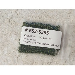 Seed Beads, Glass, 3mm, silver lined, forest green, 10g bag