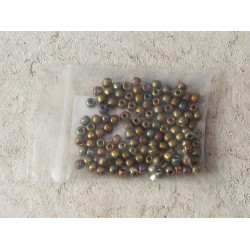 Seed Beads, Glass, 4mm, 6/0 FGB®, Grade A, Iris antique bronze plate, 10g bag