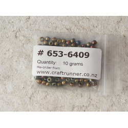 Seed Beads, Glass, 4mm, 6/0 FGB®, Grade A, Iris antique bronze plate, 10g bag