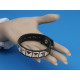 Leather wrap, bracelet, black faux leather and studs, adjustable dome closure