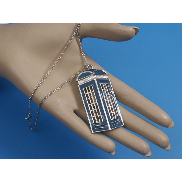 CLEARANCE: Tardis Pendant, large with Blue