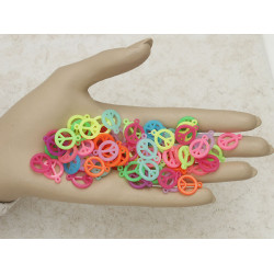 Acrylic Charms, Peace Signs, assorted colours, bag 20 grams