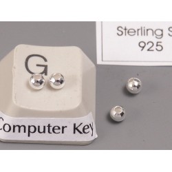 Sterling silver bead, 3mm round, each
