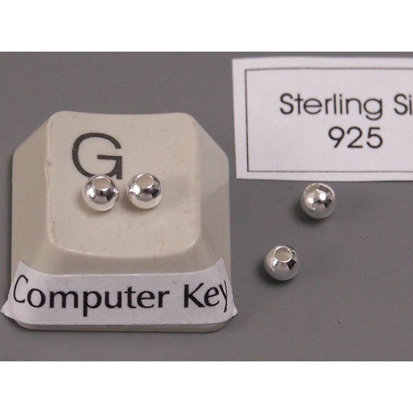 Sterling silver bead, 3mm round, each