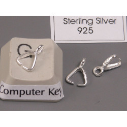 Sterling Silver Pinch Bail, approx 3.0mm ID x 8.0mm high, each