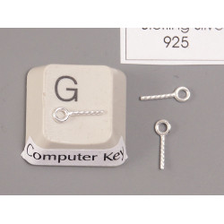 Sterling silver Eyelet Bail Pin, 7.5mm long, 0.6mm dia, 1.0mm hole, each