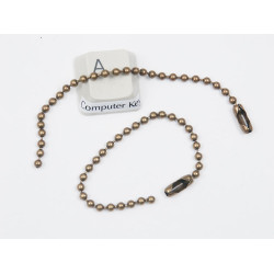 Ball Chain 4inch x 2.4mm Key Ring, Tag, ant bronze, each 