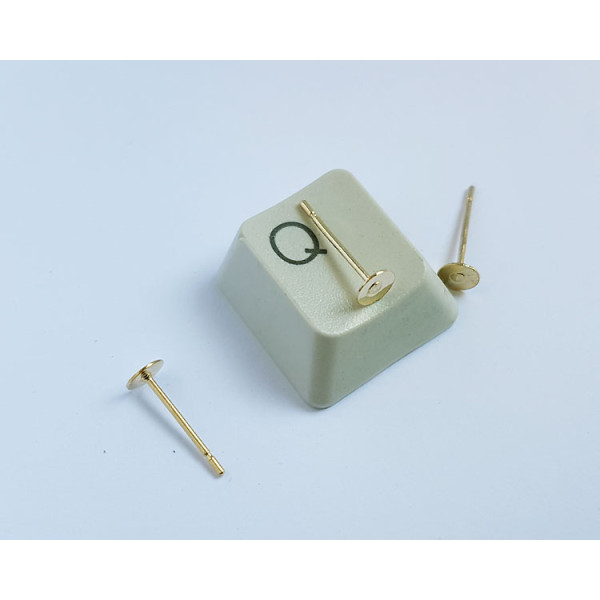 Post, 5mm Flat Pad, 304 Stainless Steel with Gold colour, per pair