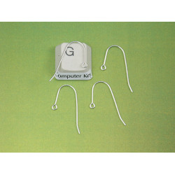Sterling Silver French Hook Ear Wire, 14x25x0.8mm, long back leg, pair