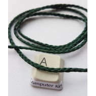Waxed Plaited 3 strand Polyester Cord, by the metre, MEDIUM-THICK 3.0x1.5mm, Greenstone colour