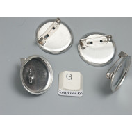 Brooch Setting, platinum colour, curved tray 28mm