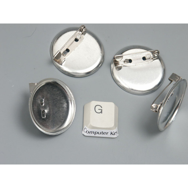 Brooch Setting, platinum colour, curved tray 28mm